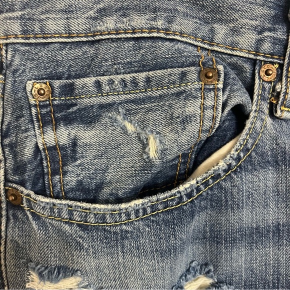 Levi's 522 Red Tab Distressed Straight Leg Med Wash Mid Rise Denim Jeans 36X30 - Picture 2 of 13